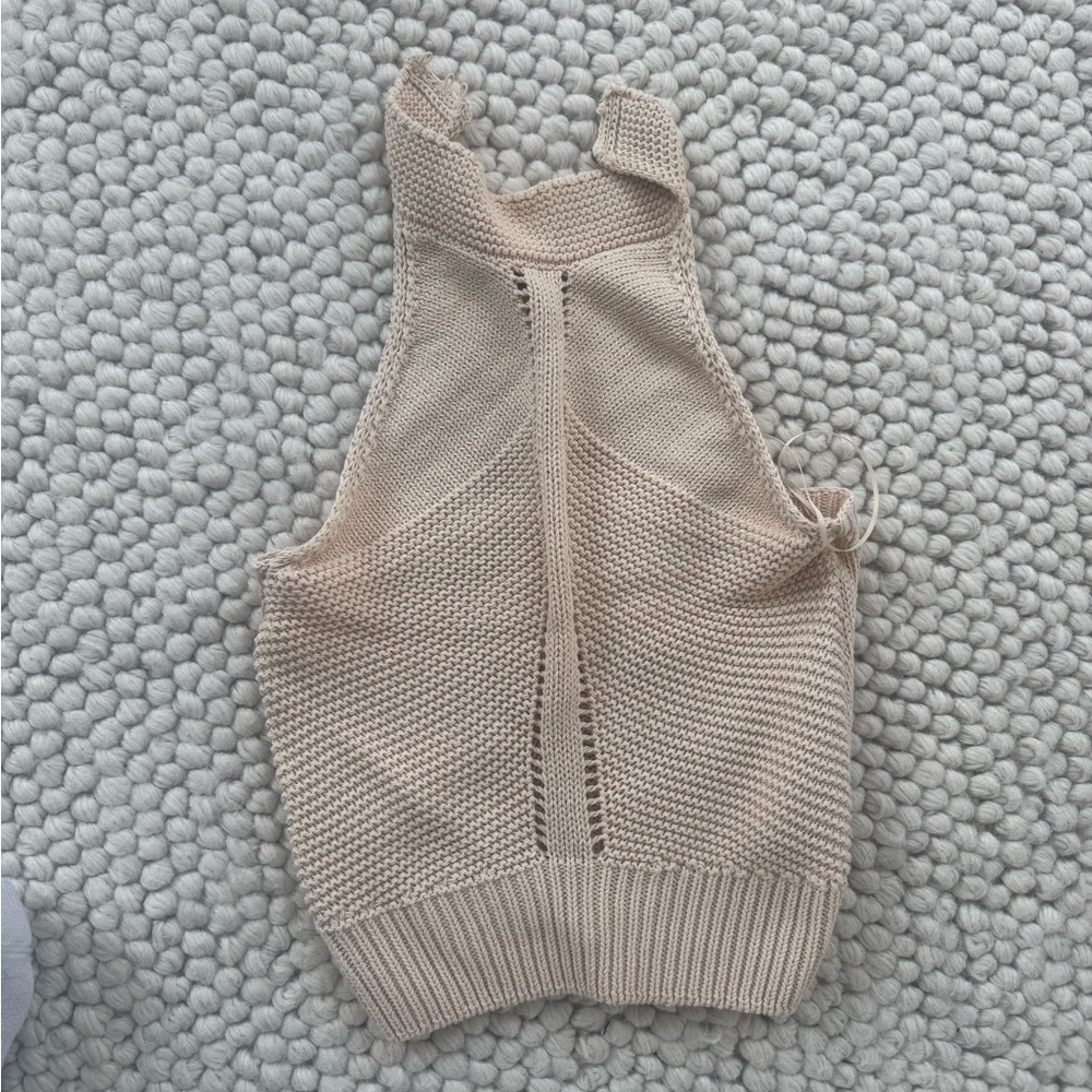 Zara Cream Sleeveless Knit Sweater with Halter Neck - Picture 1 of 4